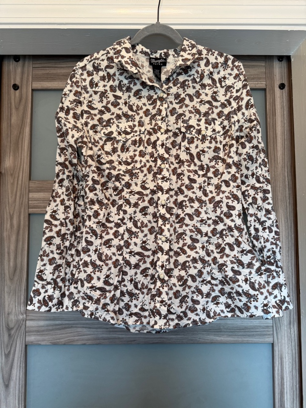 Paisley Button-Down Shirt in Cream and Brown